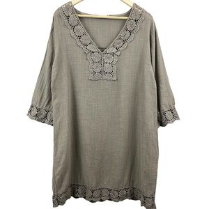 OWN IT Made In Italy Cotton Boho Crochet Detail Dress Size XL